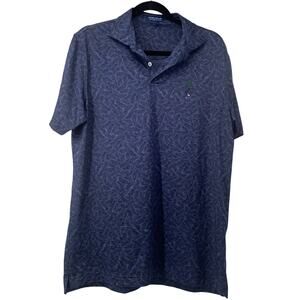 Peter Millar Crown Crafted Navy Blue Patterned Polo Shirt
